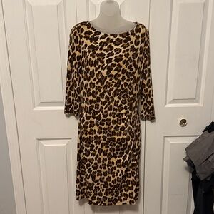 Jennifer Lopez cheetah animal print dress size large stretchy GUC B1015